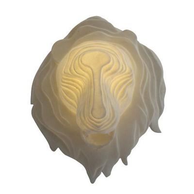 Layered Lion Head Sandstone Wall Sculpture LED Light